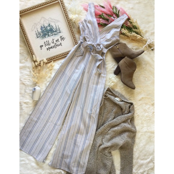 NWT Harper Sand & Stone Woven Wide Leg Jumpsuit - Picture 12 of 15